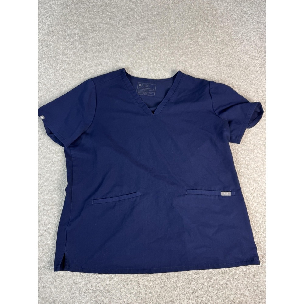 Figs Scrub Shirt Womens XL Blue V Neck Technical Collection Tunic Medical Top